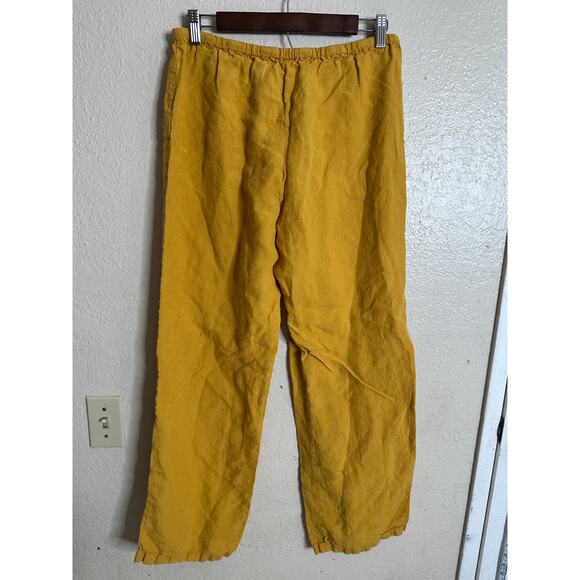 Moo 100% Linen Top and Pants Set Mustard Yellow Womans Medium - Picture 4 of 12